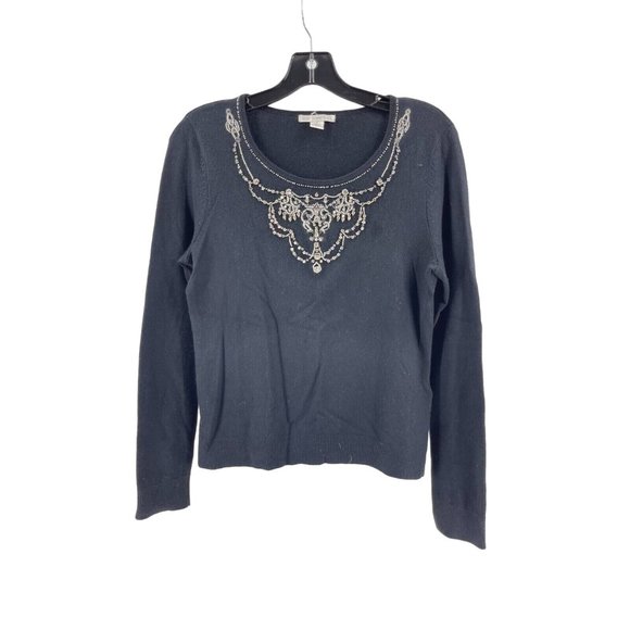Petite Sophisticate Silk Cashmere Blend Rhinestone Beaded Knit Top Shirt Size S - Picture 2 of 15
